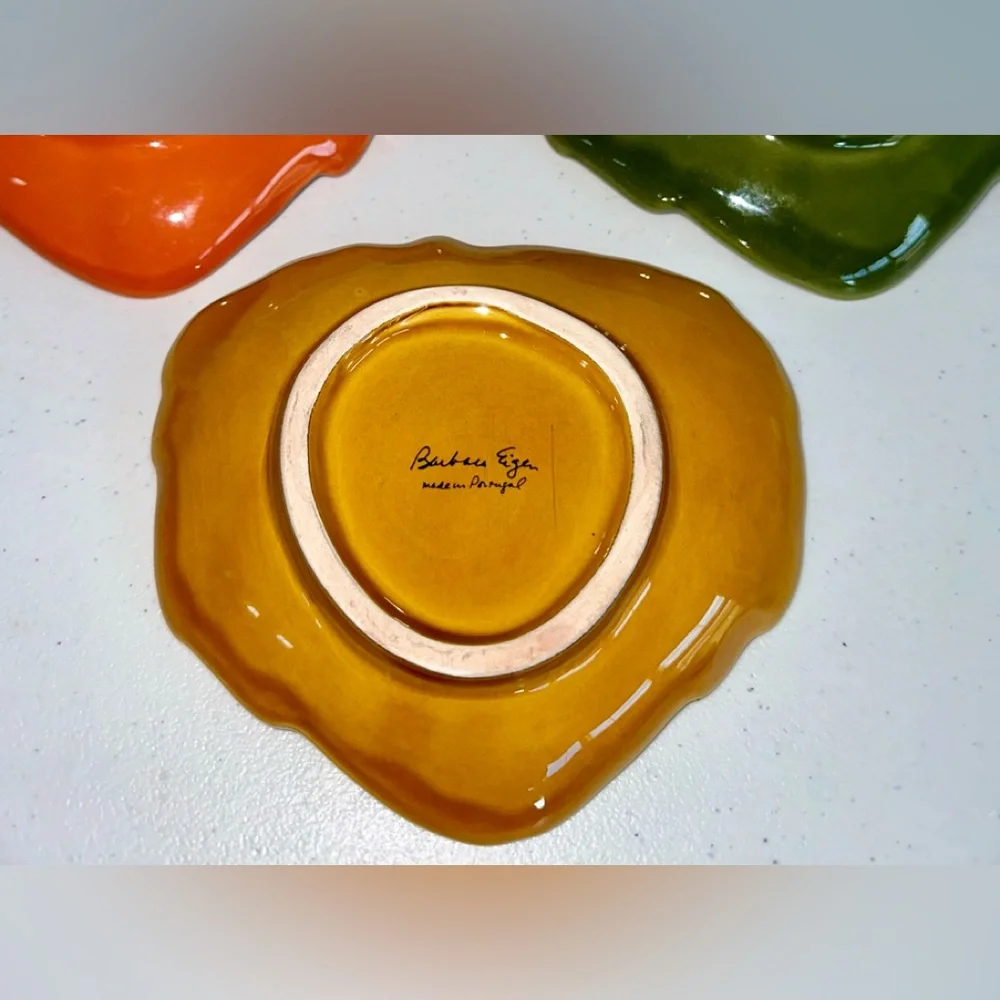 Barbara Eigen Crate & Barrel Leaf Shaped Appetizer Set of 4 Different Co…